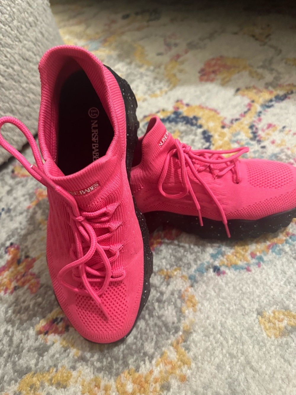Women's Nurse Babes *NEW* Hot Pink Knit Slip-On Athletic Sneakers